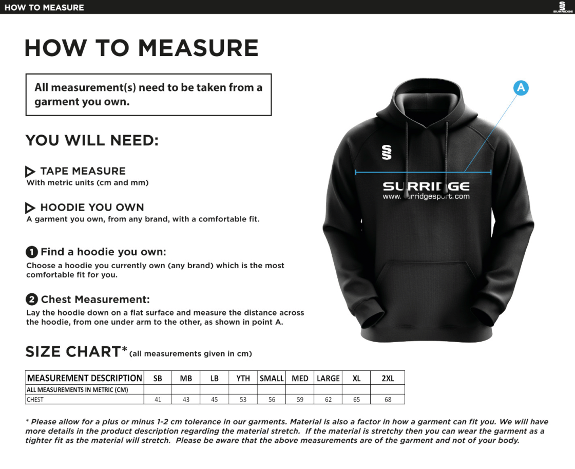 Catford & Cyphers CC - Blade Hoody - Size Guide