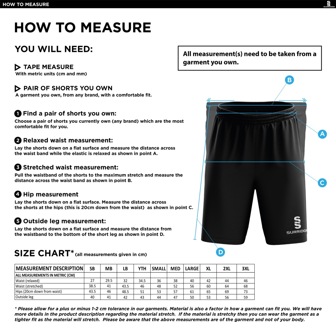 Catford & Cyphers CC - Ripstop Training Short - Size Guide