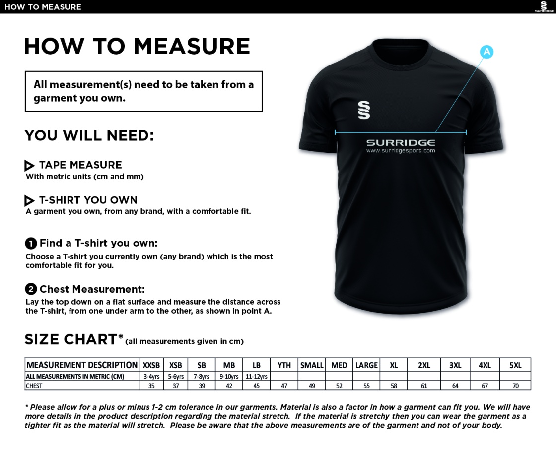 Catford & Cyphers CC - Blade Polo - Size Guide
