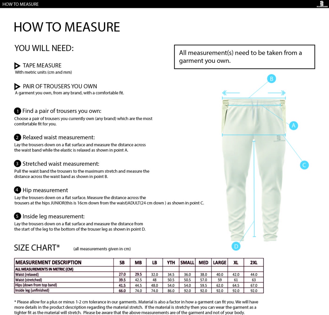 Catford & Cyphers CC - Tek Trousers - Size Guide