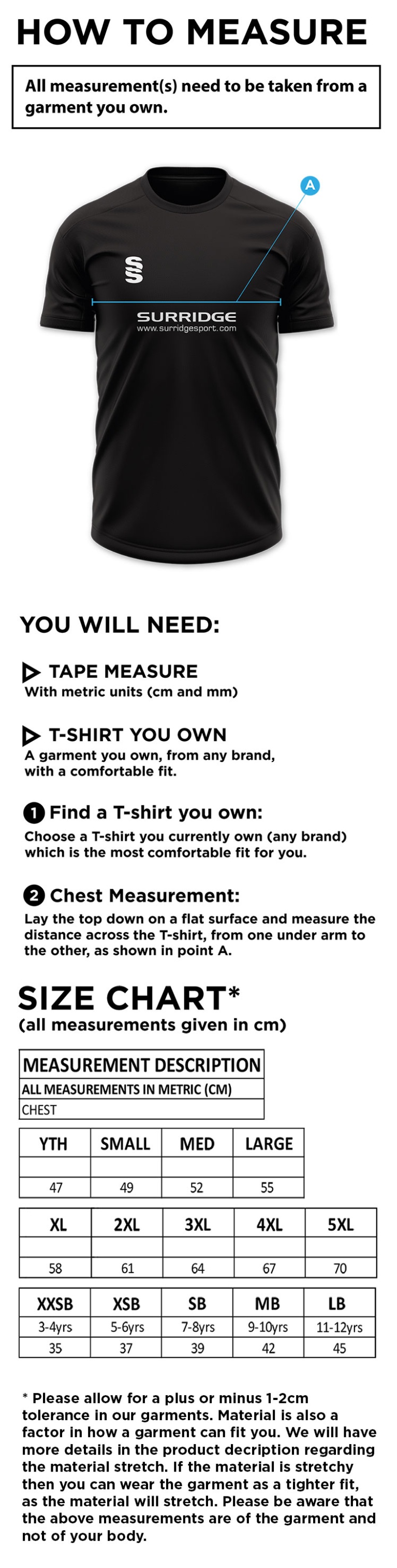 Catford & Cyphers CC - Blade Polo - Size Guide