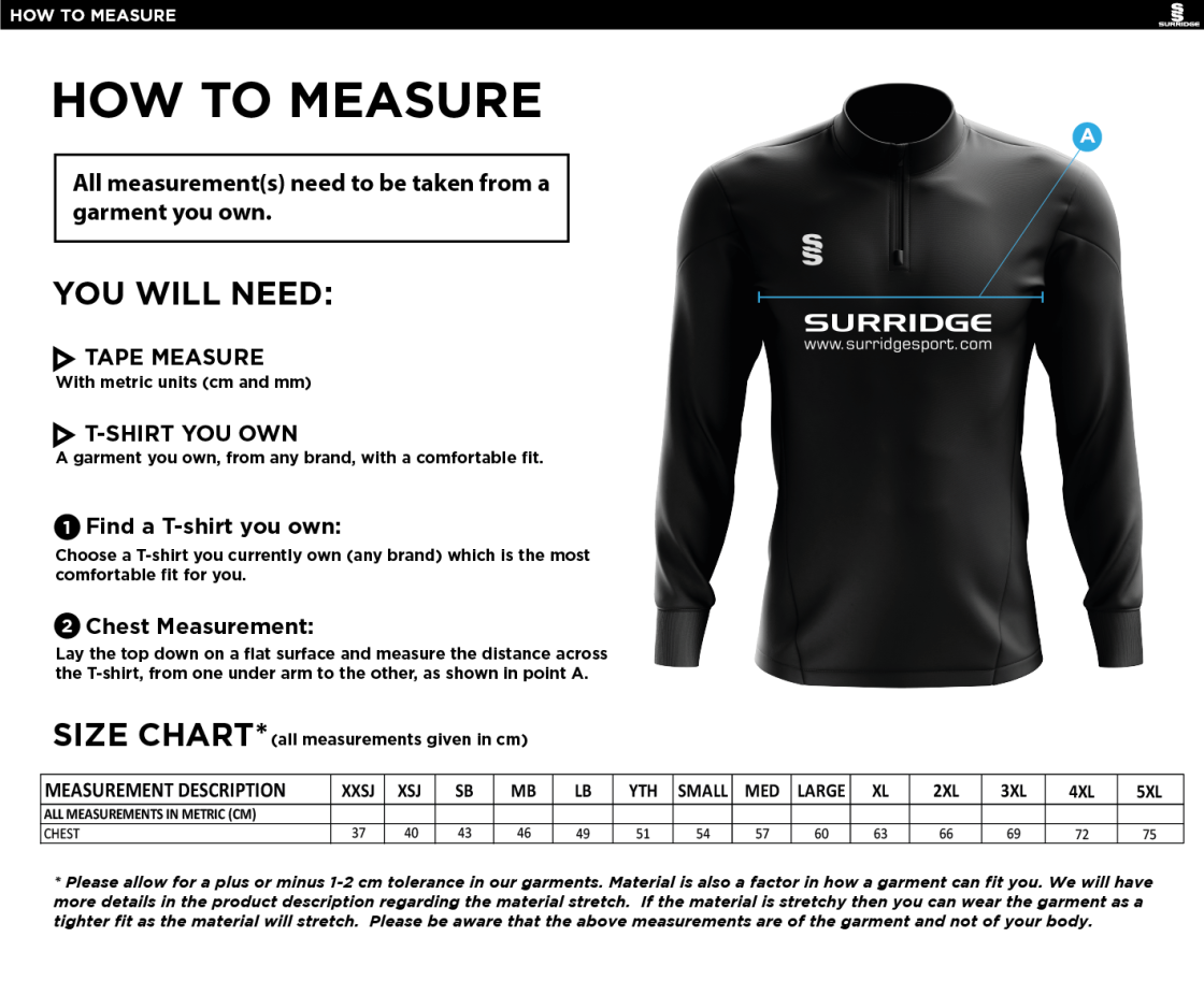 Catford & Cyphers CC - Blade Performance Top - Size Guide